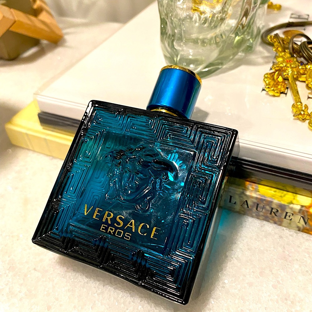 Empty Versace cologne bottle